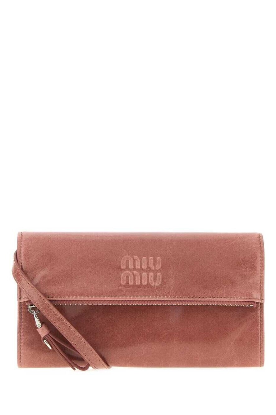Miu Miu brown calfskin leather foldover pouch crossbody bag